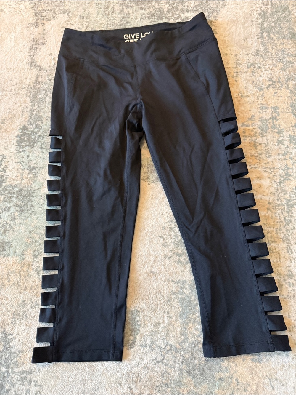Betsey Johnson Black Ladder-Side Active Leggings, Size L